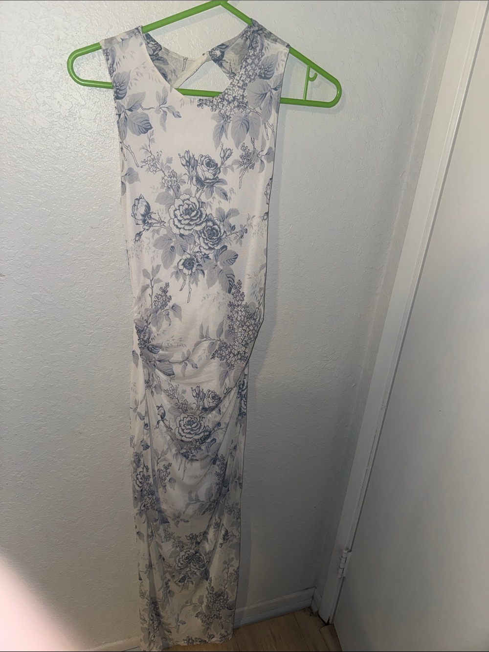 Blue and white maxi dress